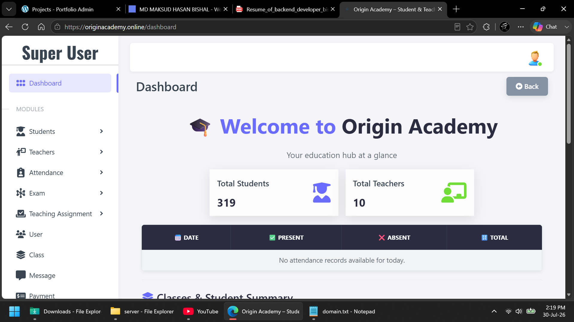 Screenshot of Origin Academy